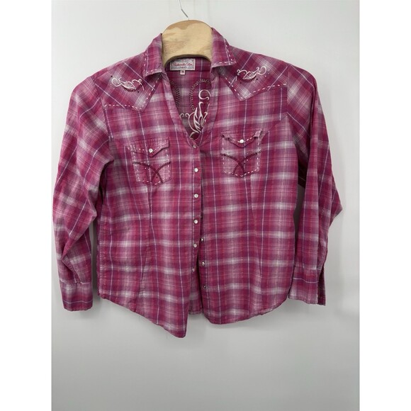 Panhandle Slim Womens Pink Purple XL Button Up Western‎ Shirt Striped XL - Picture 3 of 9